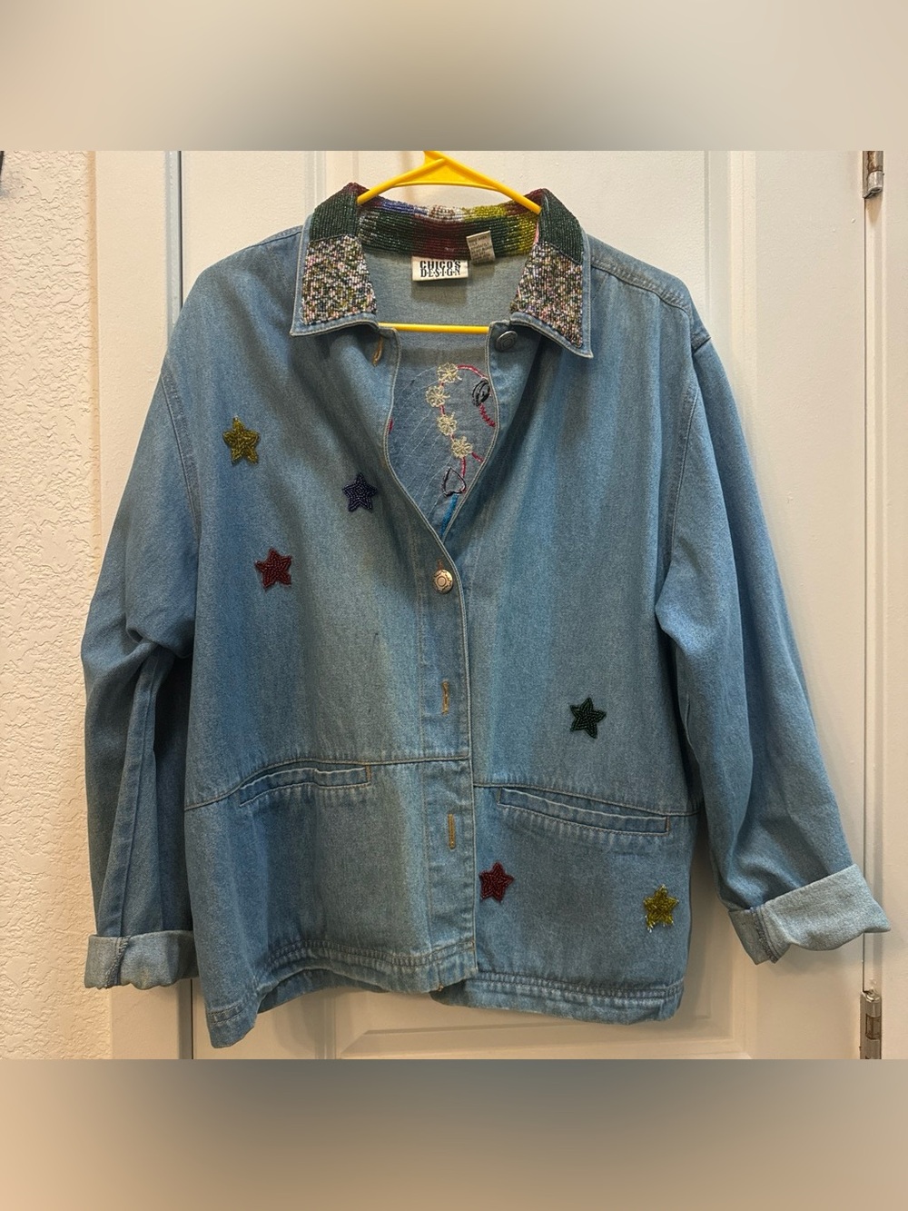 vintage Chico's art denim jacket